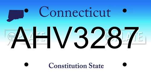 AHV3287 Connecticut License Plate