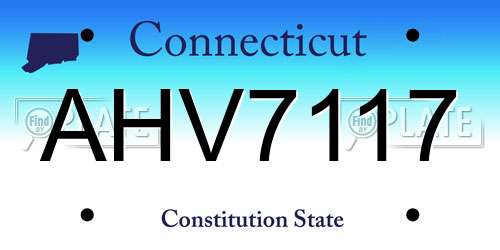 AHV7117 Connecticut License Plate
