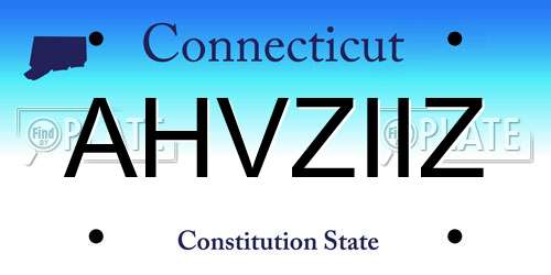 AHVZIIZ Connecticut License Plate