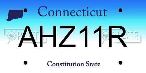 AHZ11R Connecticut License Plate