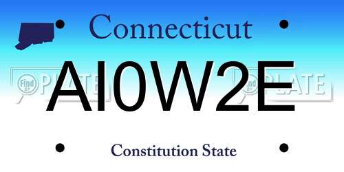 AI0W2E Connecticut License Plate