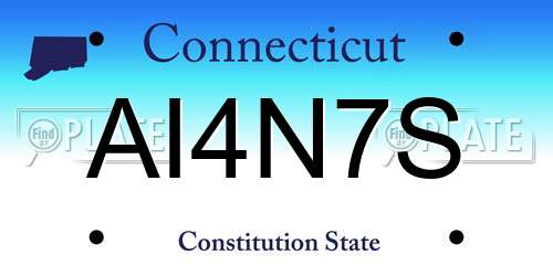 AI4N7S Connecticut License Plate