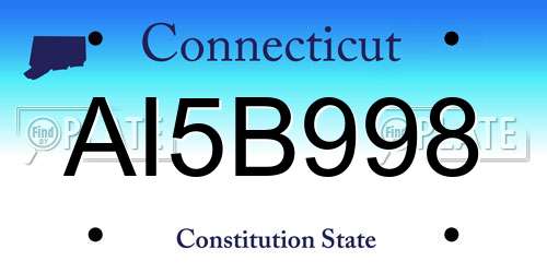 AI5B998 Connecticut License Plate