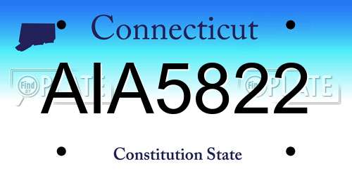 AIA5822 Connecticut License Plate