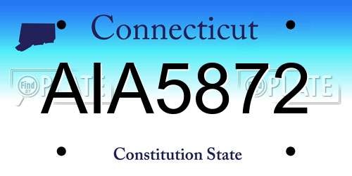AIA5872 Connecticut License Plate