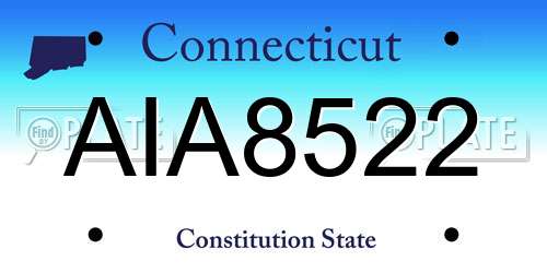 AIA8522 Connecticut License Plate