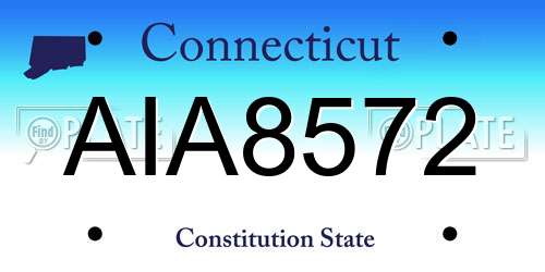 AIA8572 Connecticut License Plate