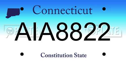 AIA8822 Connecticut License Plate