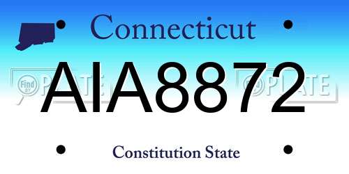 AIA8872 Connecticut License Plate
