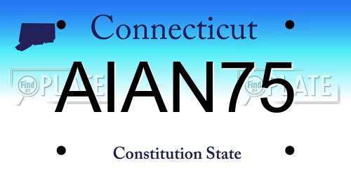 AIAN75 Connecticut License Plate