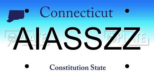 AIASSZZ Connecticut License Plate