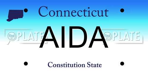 AIDA Connecticut License Plate