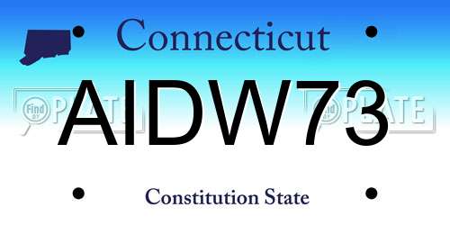 AIDW73 Connecticut License Plate