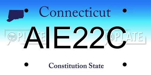 AIE22C Connecticut License Plate