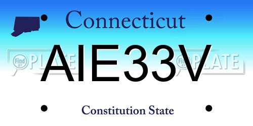 AIE33V Connecticut License Plate