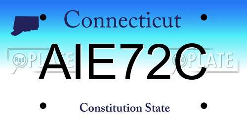 AIE72C Connecticut License Plate
