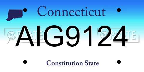 AIG9124 Connecticut License Plate