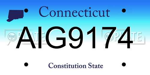 AIG9174 Connecticut License Plate