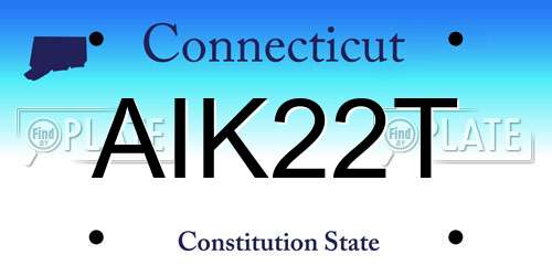 AIK22T Connecticut License Plate