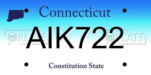 AIK722 Connecticut License Plate