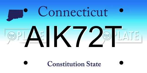 AIK72T Connecticut License Plate