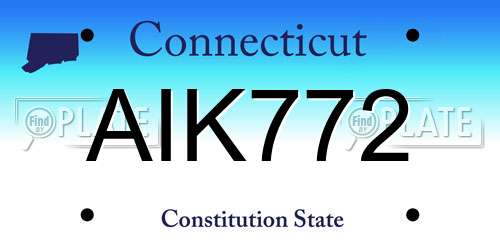 AIK772 Connecticut License Plate