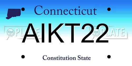 AIKT22 Connecticut License Plate