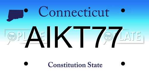 AIKT77 Connecticut License Plate