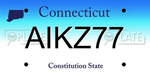 AIKZ77 Connecticut License Plate