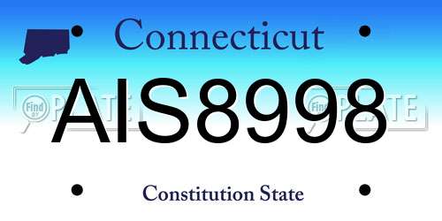 AIS8998 Connecticut License Plate