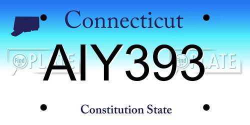AIY393 Connecticut License Plate