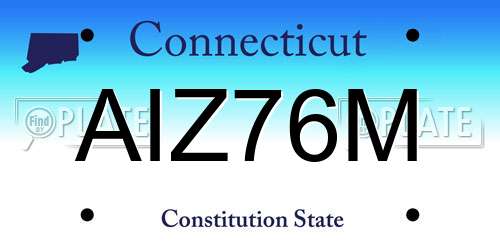 AIZ76M Connecticut License Plate