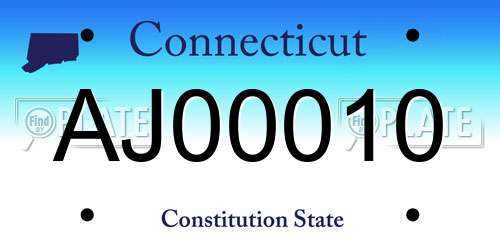 AJ00010 Connecticut License Plate