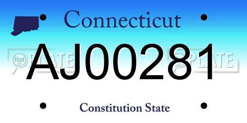 AJ00281 Connecticut License Plate
