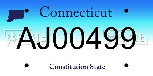 AJ00499 Connecticut License Plate