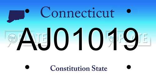 AJ01019 Connecticut License Plate