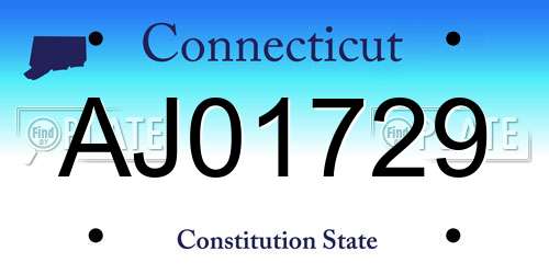 AJ01729 Connecticut License Plate