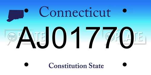 AJ01770 Connecticut License Plate