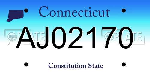 AJ02170 Connecticut License Plate