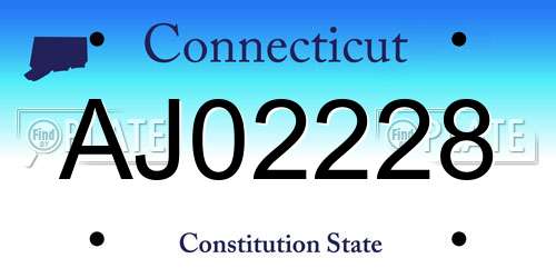 AJ02228 Connecticut License Plate