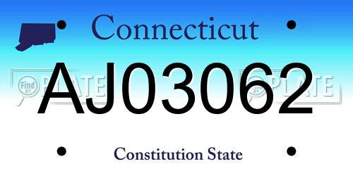 AJ03062 Connecticut License Plate