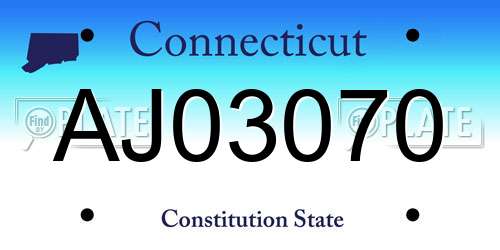 AJ03070 Connecticut License Plate