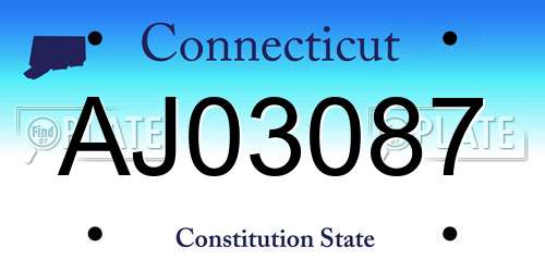 AJ03087 Connecticut License Plate