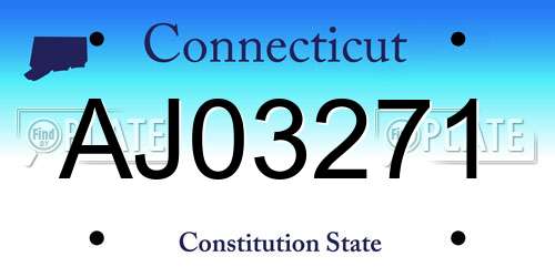 AJ03271 Connecticut License Plate