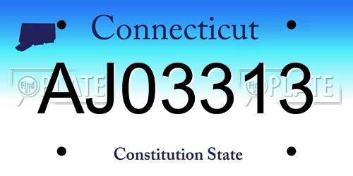 AJ03313 Connecticut License Plate