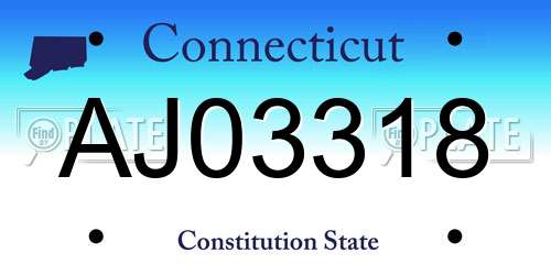 AJ03318 Connecticut License Plate