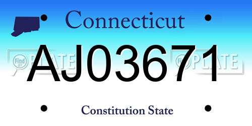 AJ03671 Connecticut License Plate