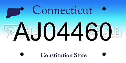 AJ04460 Connecticut License Plate