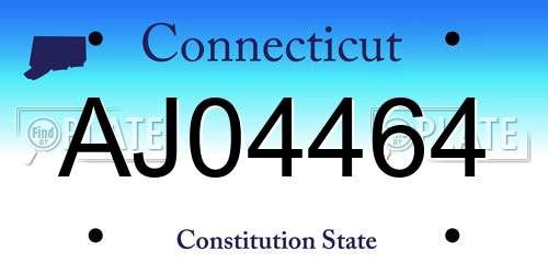AJ04464 Connecticut License Plate