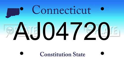 AJ04720 Connecticut License Plate